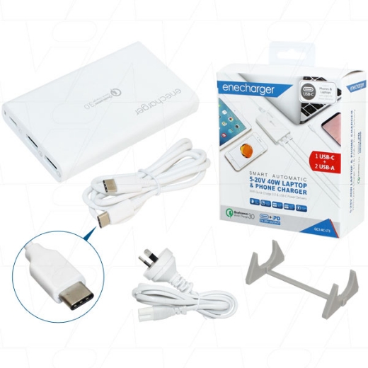 Picture of ENECHARGER 3-PORT USB & USB-C SMART FAST CHARGER 5V-20V 40W
