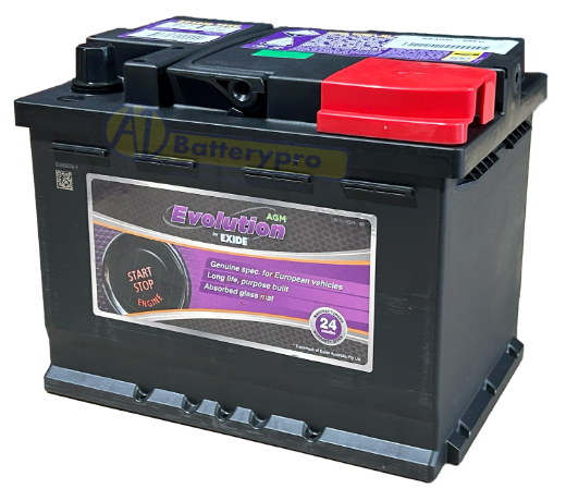 Picture of DIN55H - 12VOLT 680CCA 60AH EXIDE AGM STOP START TECHNOLOGY BATTERY - RHP