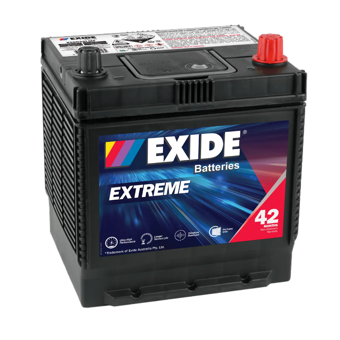 Picture of X50D20LMF - 12VOLT 460CCA 50AH EXIDE EXTREME REDTOP MAINTENANCE FREE BATTERY - RHP (50D20L)