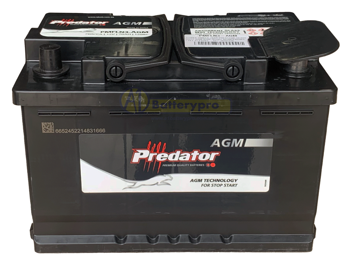 Picture of LN3-AGM 12VOLT 760CCA 70AH PREDATOR HEAVY DUTY AGM STOP START MAINTENANCE FREE BATTERY- RHP (DIN66H)