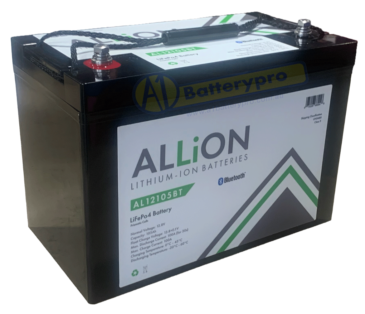 Picture of 12 VOLT 105 AMP HOUR ALLION LITHIUM DEEP CYCLE BATTERY - BLUETOOTH MODEL - IP65 RATING