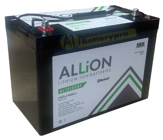 Picture of 12VOLT 105AH / 100A BMS ALLION LITHIUM DEEP CYCLE BATTERY - BLUETOOTH MODEL - IP65 RATING