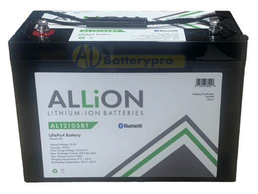 Picture of 12 VOLT 105 AMP HOUR ALLION LITHIUM DEEP CYCLE BATTERY - BLUETOOTH MODEL - IP65 RATING
