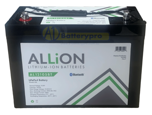 Picture of 12VOLT 105AH / 100A BMS ALLION LITHIUM DEEP CYCLE BATTERY - BLUETOOTH MODEL - IP65 RATING