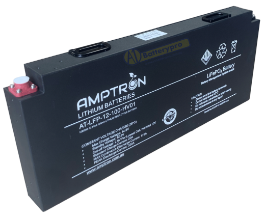 Picture of 12VOLT 100AH / 175A BMS / 1280WH CAPACITY AMPTRON SLIMLINE LIFEPO4 BLADE BATTERY WITH METAL CASE - IP50 RATING