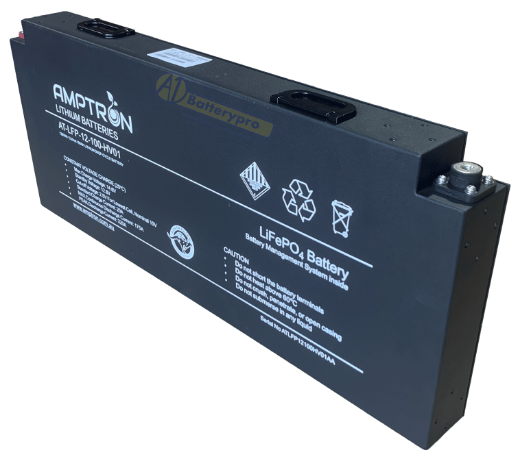 Picture of 12VOLT 100AH / 175A BMS / 1280WH CAPACITY AMPTRON SLIMLINE LIFEPO4 BLADE BATTERY WITH METAL CASE - IP50 RATING