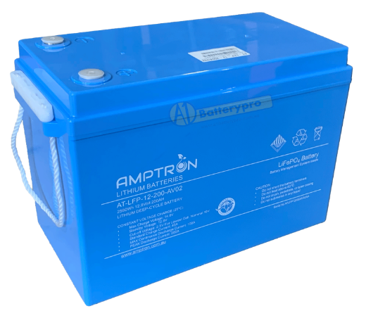 Picture of 12VOLT 200AH / 100A BMS / 2560WH CAPACITY AMPTRON LIFEPO4 BATTERY - VERSION 2 - IP65 RATING