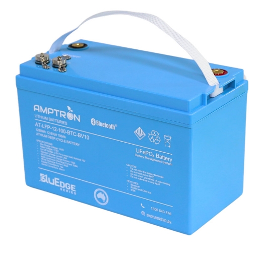 Picture of 12VOLT 100AH / 200A BMS / 1280WH CAPACITY AMPTRON BLUEDGE LIFEPO4 ABS BATTERY WITH BLUETOOTH & DATA COMMS - IP67 RATING