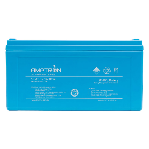 Picture of 12VOLT 150AH / 175A BMS / 1920WH CAPACITY AMPTRON LIFEPO4 BATTERY - IP65 RATING