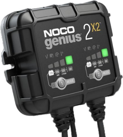 Picture of 6/12V 4AH (2AH X 2 BANK) NOCO GENIUS 2X2 SMART BATTERY CHARGER - IP60 RATING