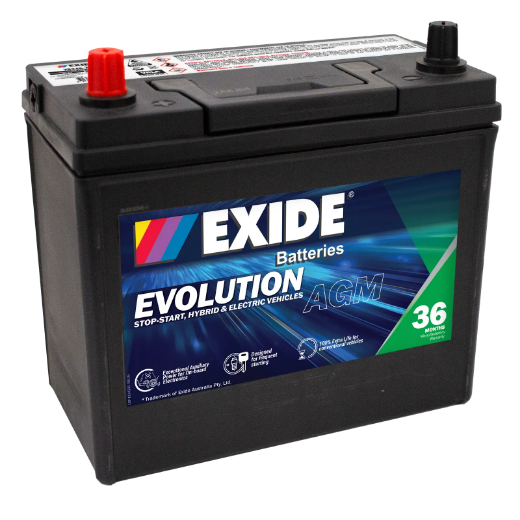Picture of S46B24R - 12VOLT 370CCA 45AH EXIDE AGM STOP/START HYBRID AUXILIARY BATTERY - LHP