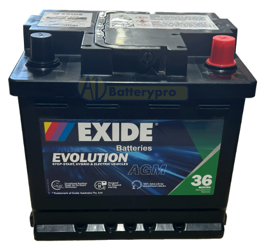 Picture of DIN44H - 12VOLT 570CCA 50AH EXIDE AGM STOP START TECHNOLOGY BATTERY - RHP