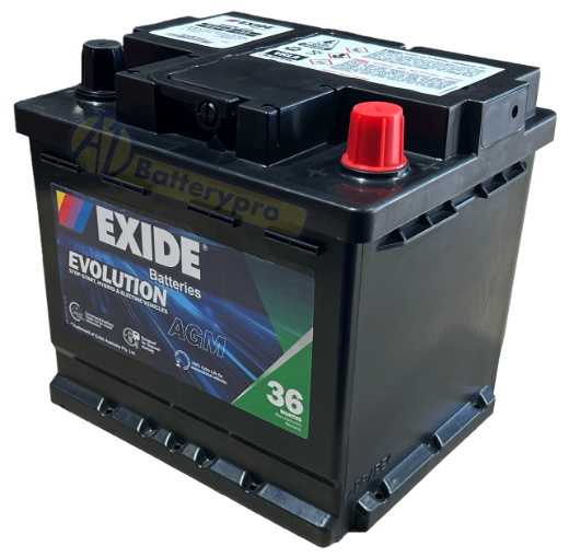 Picture of DIN44H - 12VOLT 570CCA 50AH EXIDE AGM STOP START TECHNOLOGY BATTERY - RHP