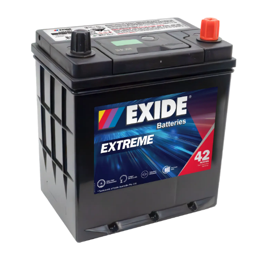 Picture of NS40ZL - 12VOLT 400CCA 44AH EXIDE EXTRA MAINTENANCE FREE BATTERY - RHP (X40CP) WITH BOTTOM HOLD DOWN LEDGE