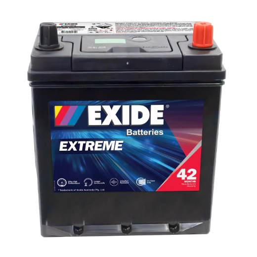 Picture of NS40ZL - 12VOLT 400CCA 44AH EXIDE EXTRA MAINTENANCE FREE BATTERY - RHP (X40CP) WITH BOTTOM HOLD DOWN LEDGE