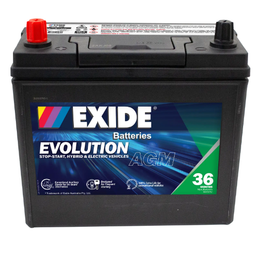 Picture of S46B24R - 12VOLT 370CCA 45AH EXIDE AGM STOP/START HYBRID AUXILIARY BATTERY - LHP