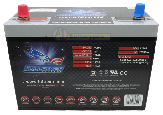 Picture of HC100 - N70ZZ 12VOLT 965CCA 100AMP/HR HARDCORE FULLRIVER BATTERY - LHP