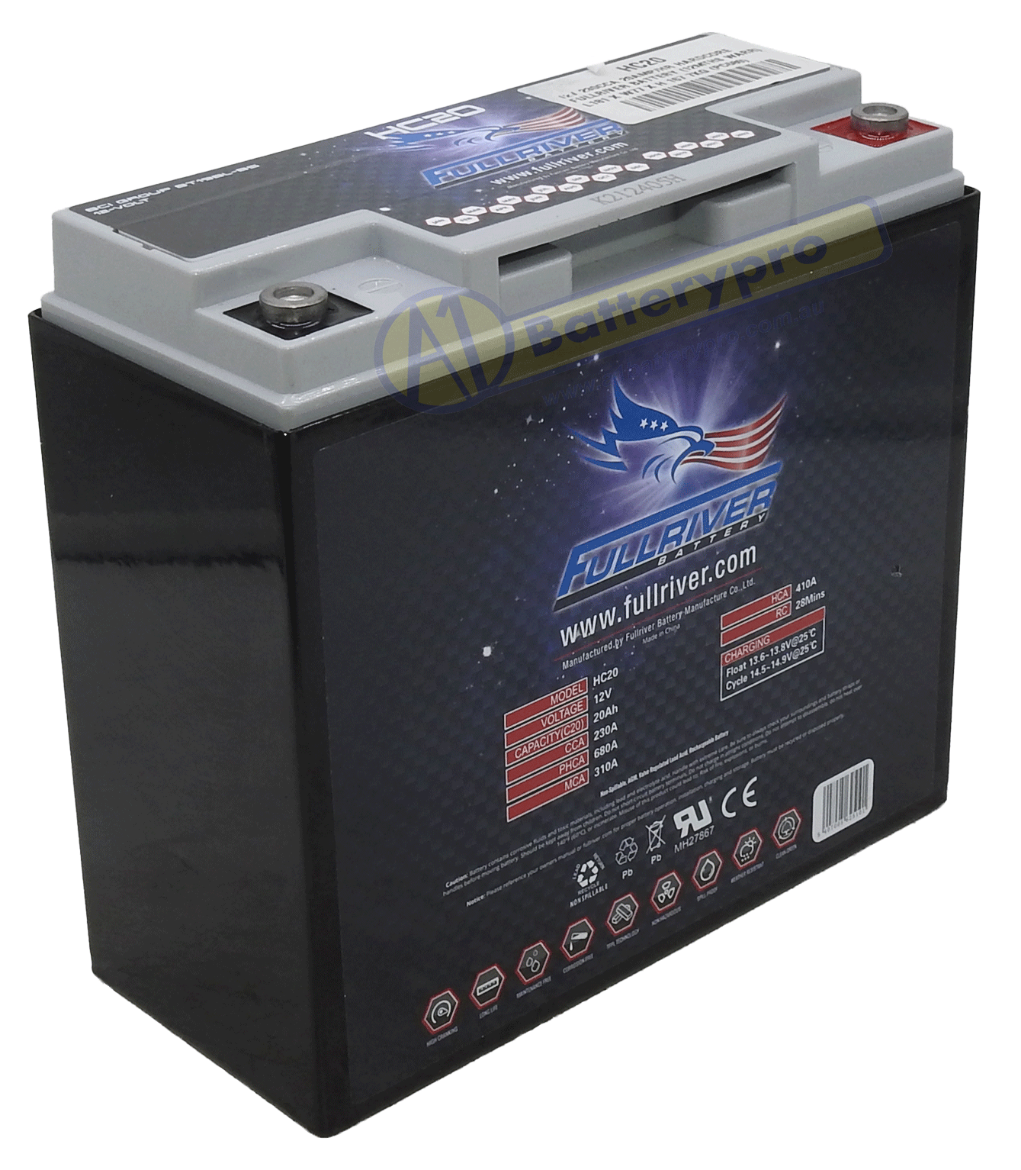 Picture of HC20 - 12VOLT 230CCA 20AMP/HR HARDCORE FULLRIVER BATTERY (PC680) - RHP