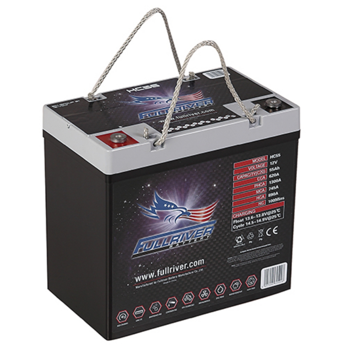 Picture of HC55 - 12VOLT 620CCA 55AMP/HR HARDCORE FULLRIVER BATTERY - LHP