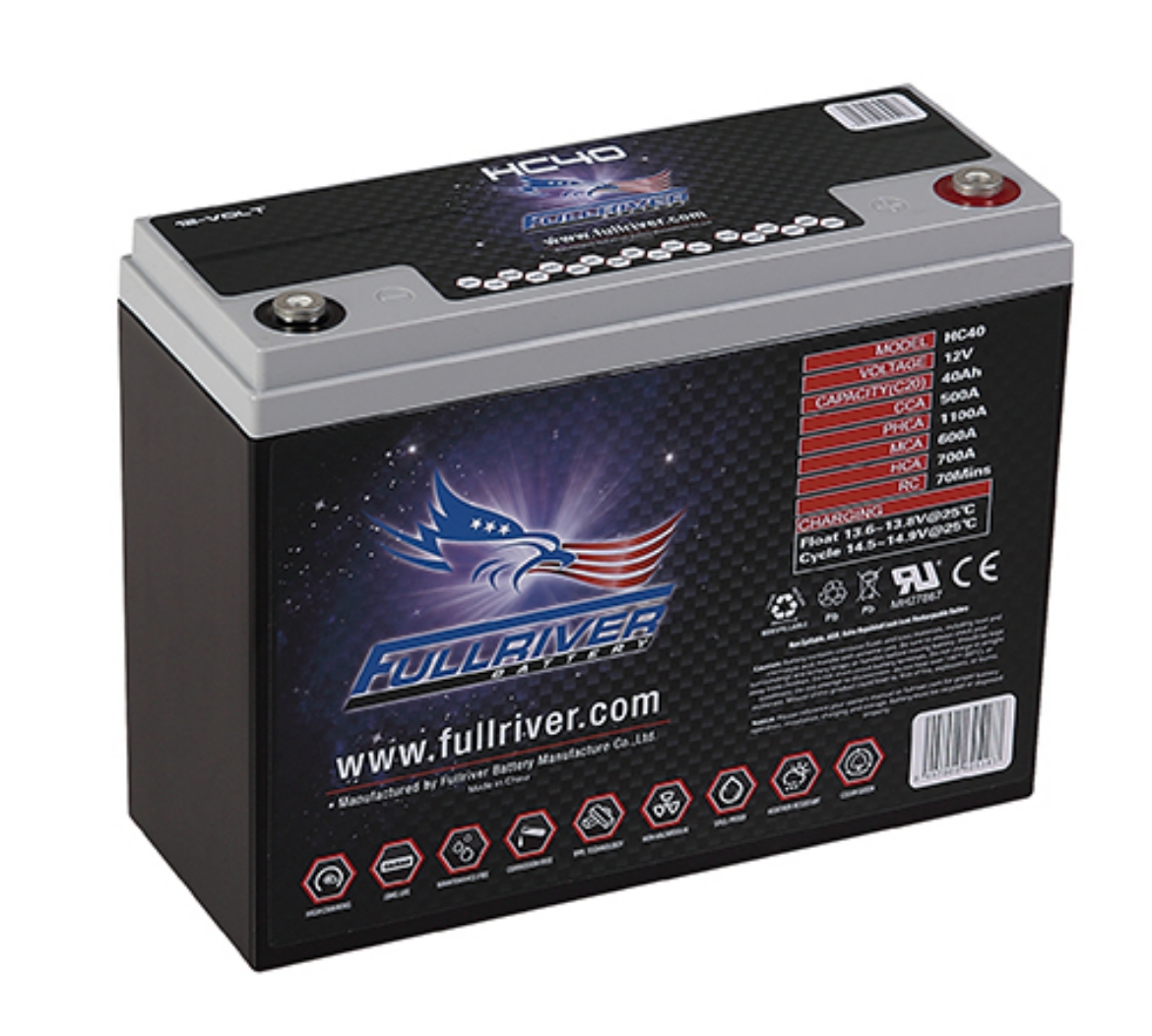 Picture of HC40 - 12VOLT 500CCA 40AMP/HR HARDCORE FULLRIVER BATTERY (EXTREME 40) - RHP