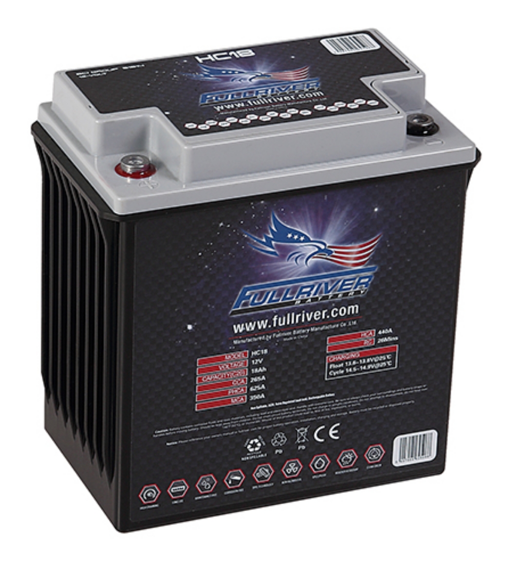 Picture of HC18 - 12VOLT 265CCA 18AMP/HR HARDCORE FULLRIVER BATTERY (YTX230L-BS & PC625) - LHP