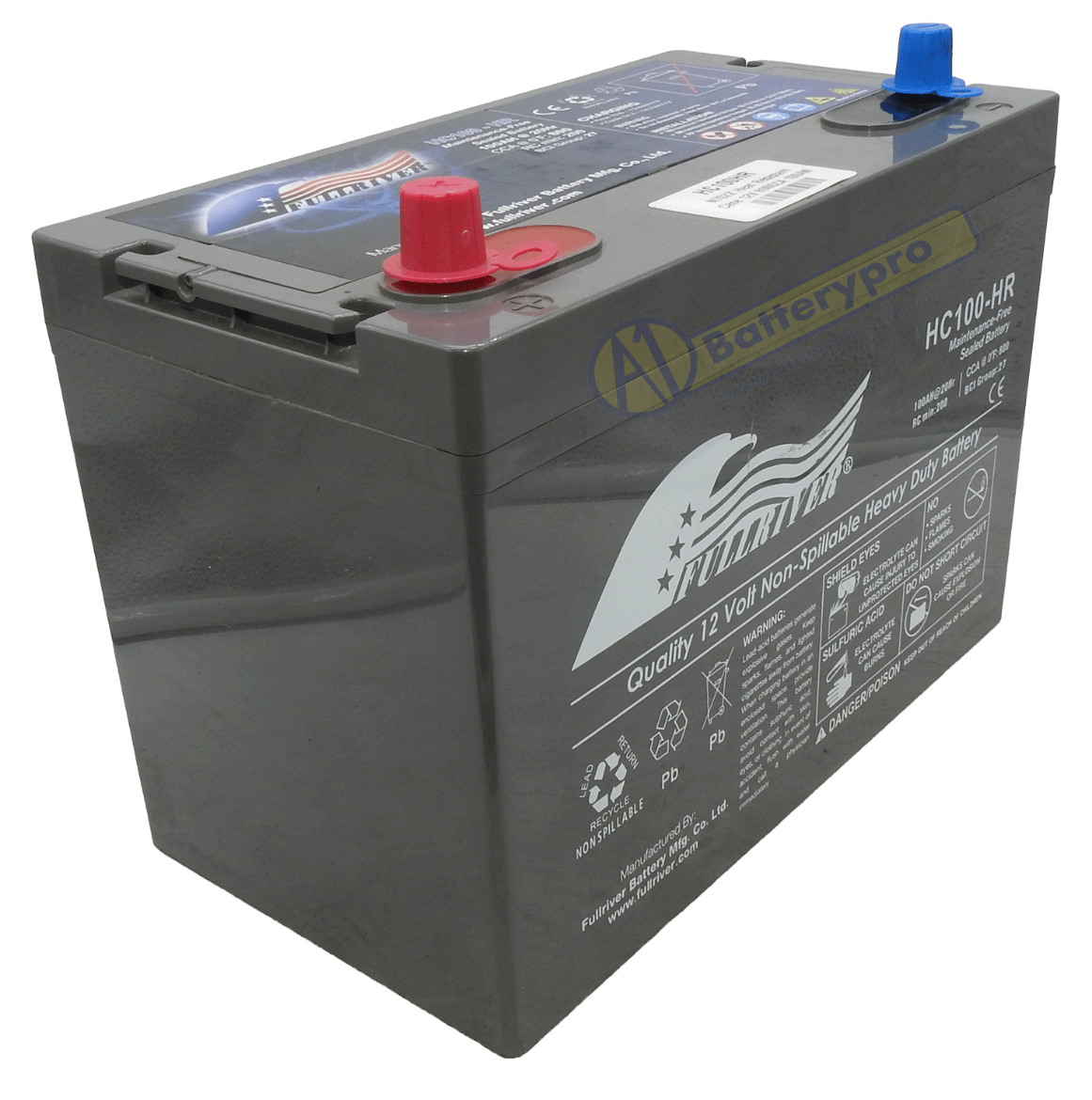 Picture of HC100HR - N70ZZ 12VOLT 800CCA 100AMP/HR HARDCORE FULLRIVER BATTERY WITH HEAT RESISTANT CASING - LHP