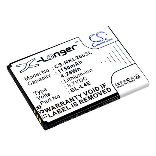 Picture of CS-NKL266SL 3.7V 1150MAH LI-ION NOKIA BL-L4E PHONE BATTERY - SUITS 2660