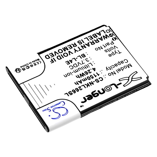 Picture of CS-NKL266SL 3.7V 1150MAH LI-ION NOKIA BL-L4E PHONE BATTERY - SUITS 2660