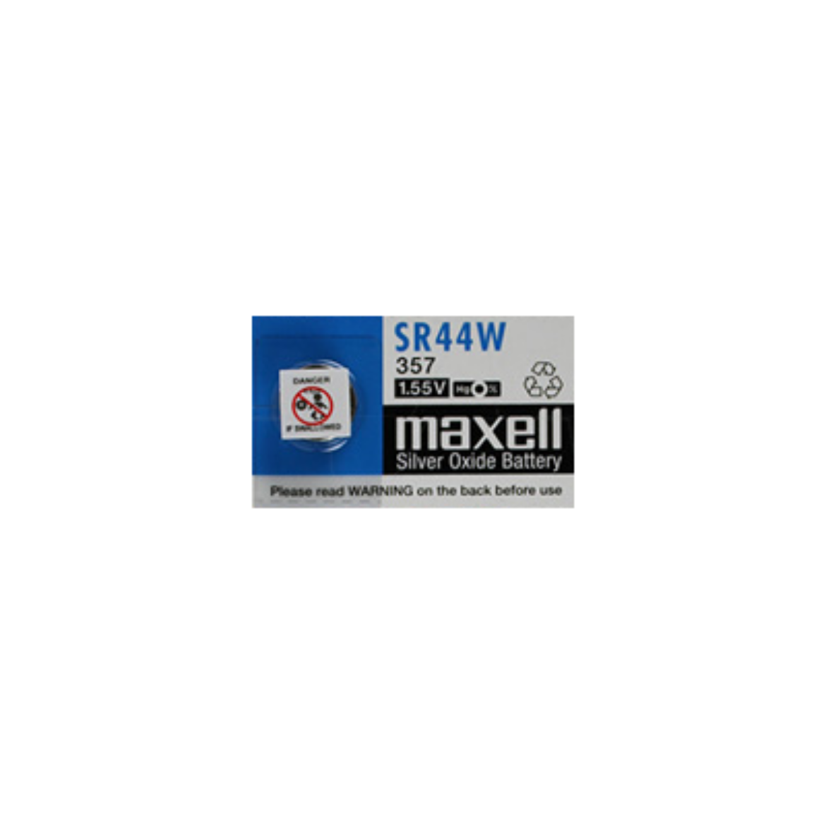 Picture of SR44W MAXELL 1.55V SILVER OXIDE BUTTON BATTERY
