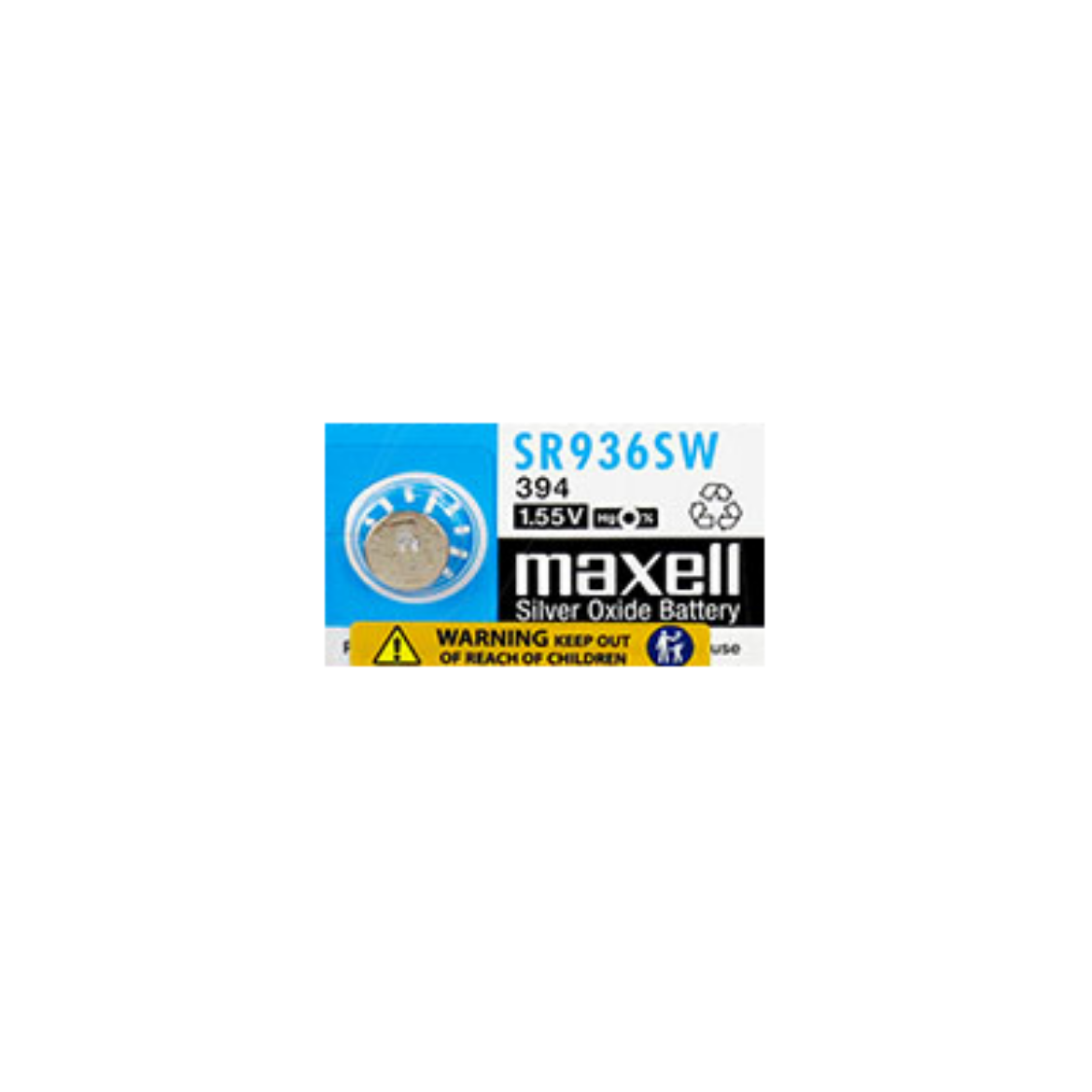 Picture of SR936SW 394 MAXELL 1.55V SILVER OXIDE BUTTON BATTERY