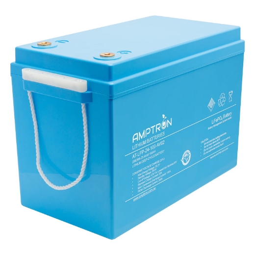 Picture of 24VOLT 100AH / 100A BMS / 2560WH CAPACITY AMPTRON LIFEPO4 BATTERY - VERSION 2 - IP65 RATING