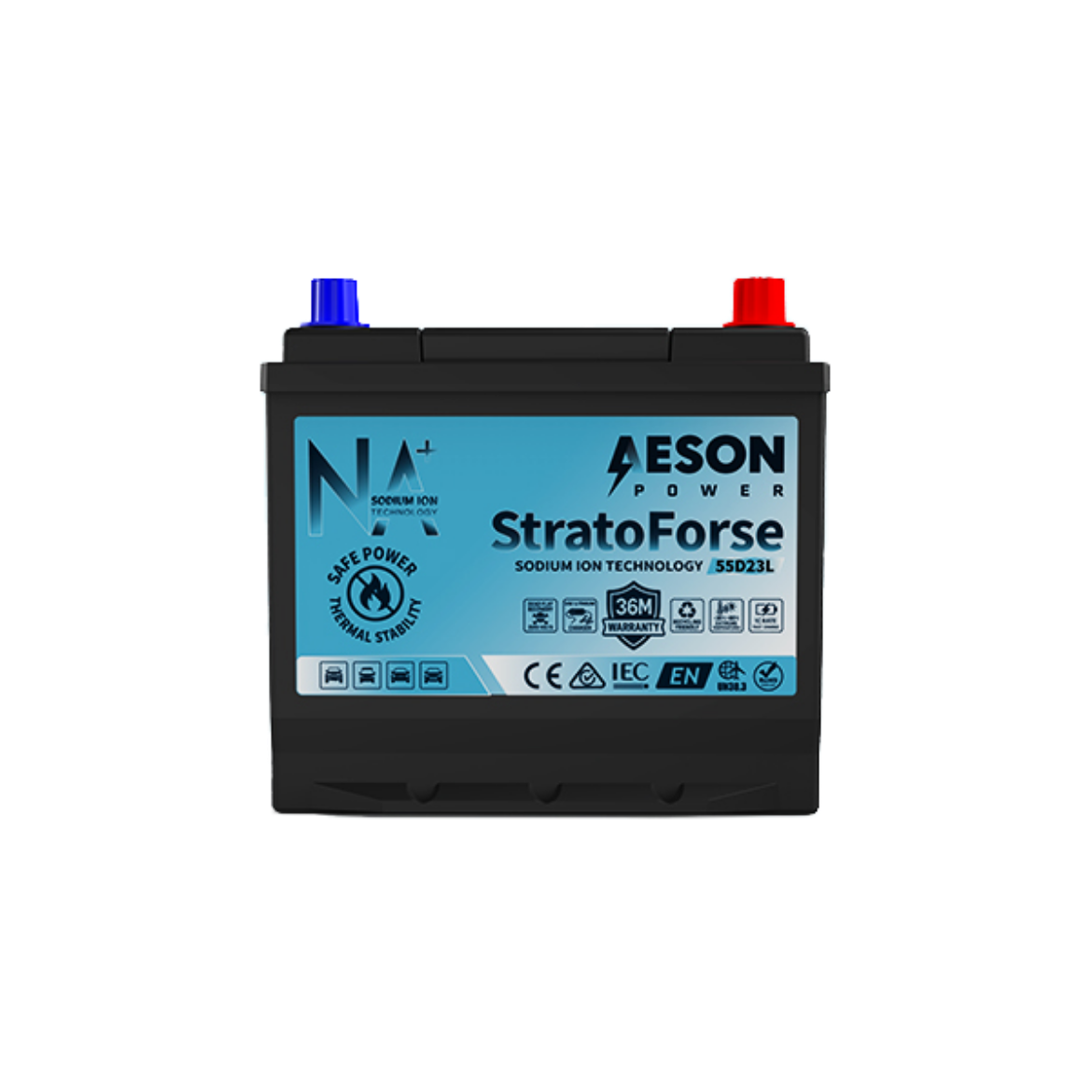 Picture of 12 VOLT 450CCA STRATOFORSE HEAVY DUTY SODIUM ION STARTING BATTERY - RHP - 55D23L
