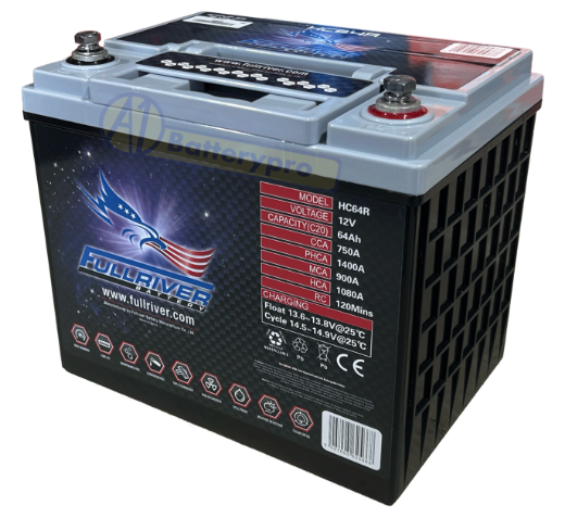 Picture of HC64R - 12VOLT 750CCA 64AMP/HR HARDCORE FULLRIVER AGM BATTERY (55D23L) - RHP