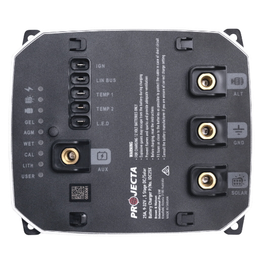 Picture of PROJECTA DC-DC 9-32V 25AMP 3 & 5 STAGE INTELLI-CHARGE DEEP CYCLE DUAL DC/SOLAR BATTERY CHARGER -- SUITS ALL BATTERY CHEMISTRIES INC LITHIUM