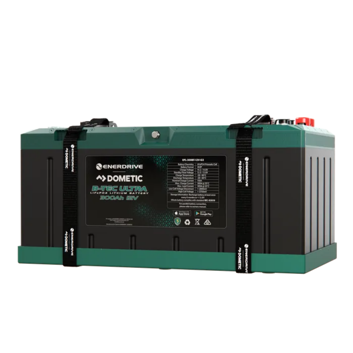 Picture of 12VOLT 300AH ENERDRIVE B-TEC ULTRA LITHIUM BATTERY - IP67 RATED