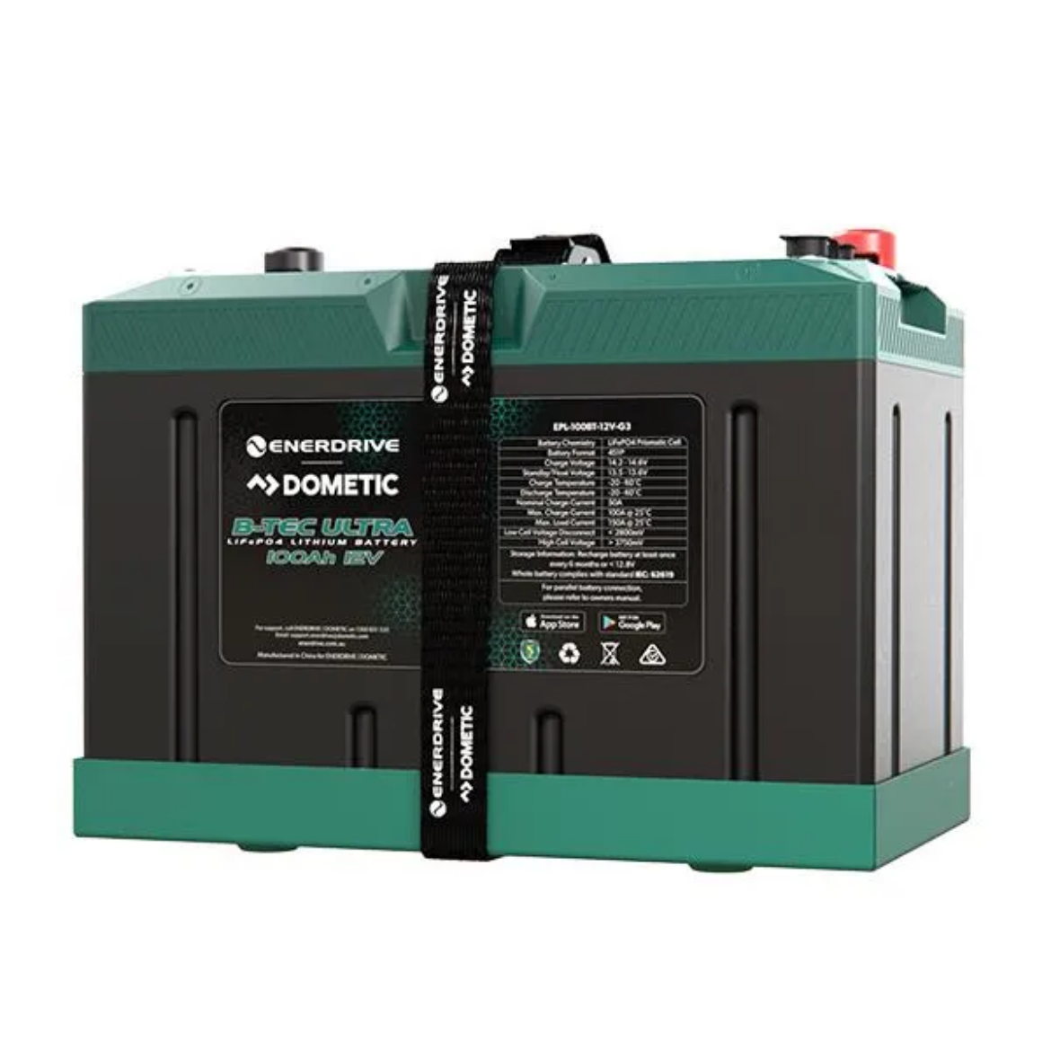 Picture of 12VOLT 100AH ENERDRIVE B-TEC GEN3LIFEPO4 LITHIUM BATTERY -  IP67 RATING