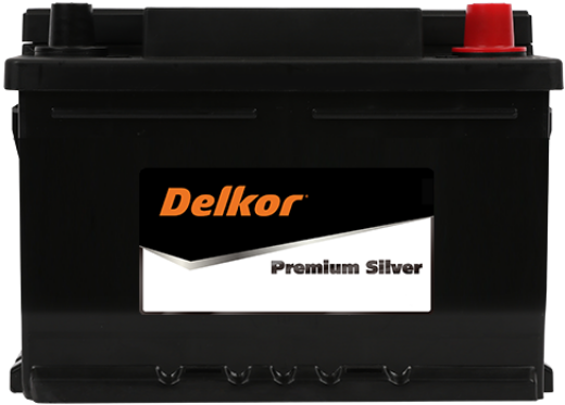 Picture of 56077 - 12VOLT 600CCA 60AH DELKOR HEAVY DUTY PREMIUM SILVER MAINTENANCE FREE BATTERY - RHP (DIN55)