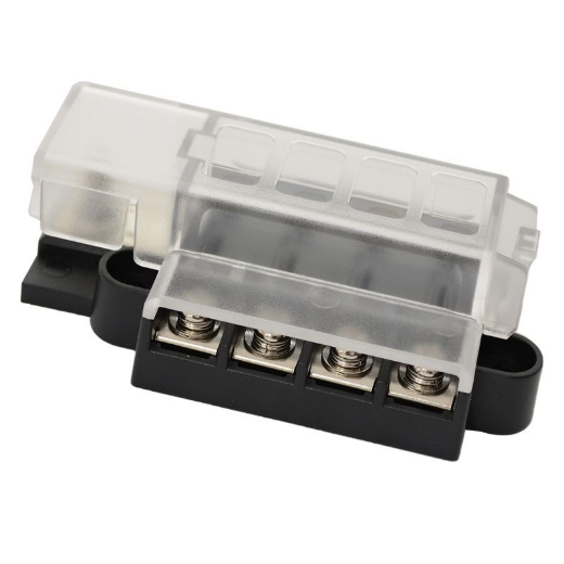 Picture of 4 WAY COMPACT ATS FUSE BLOCK RATED 32V/100A MAX.CLEAR COVER DIM: 92.5[L]X43.8[W]X32.5[H]MM