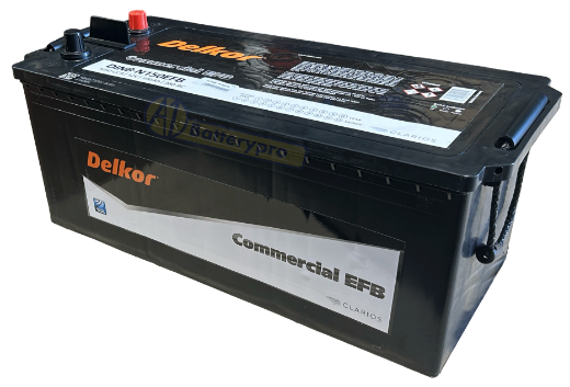 Picture of DINB-N150EFB - 12VOLT 1050CCA 190AH DELKOR EFB EXTRA HEAVY DUTY COMMERCIAL MAINTENANCE FREE BATTERY - LHP
