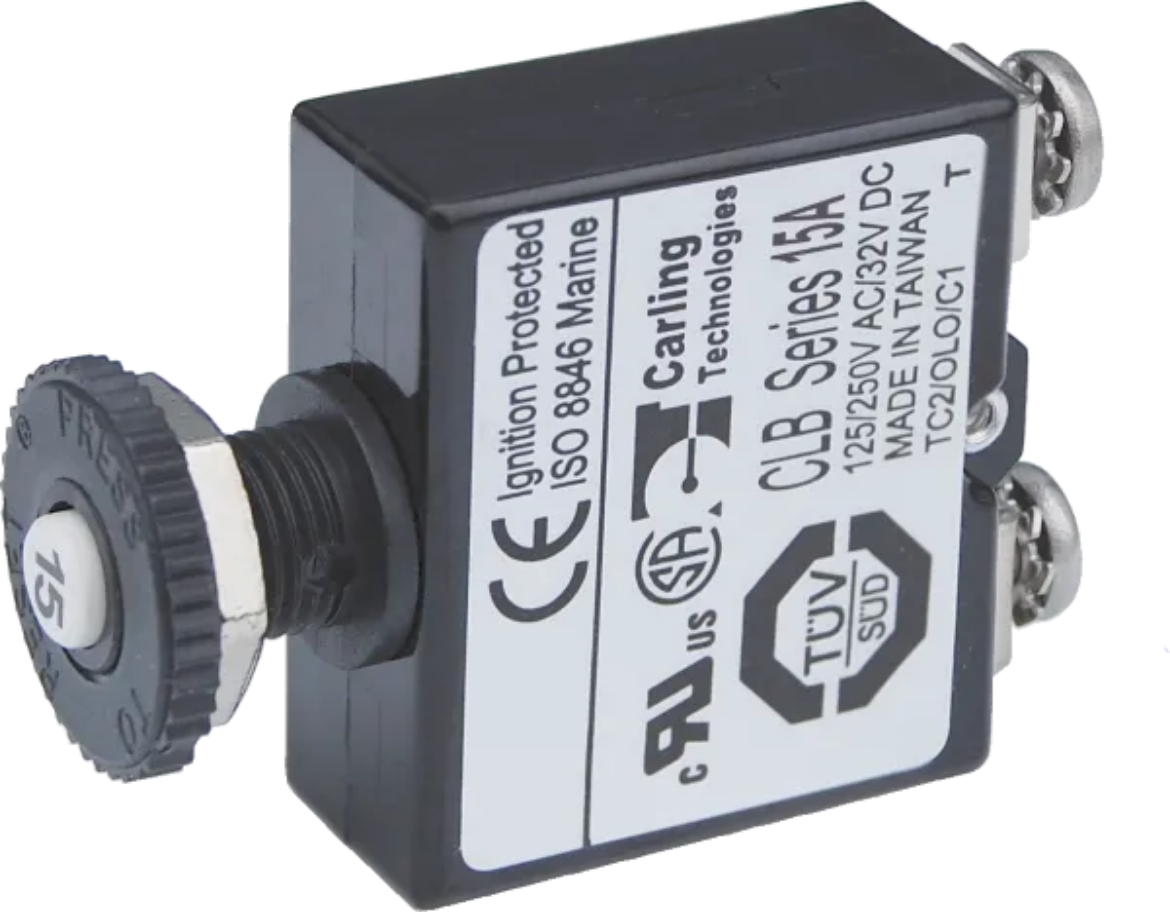 Picture of BLUE SEA 15A PUSH BUTTON SCREW TERMINAL CIRCUIT BREAKER