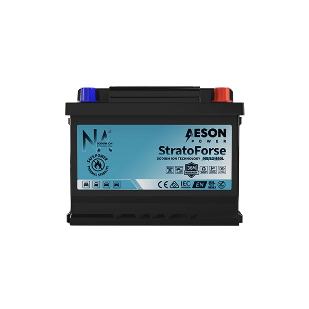Picture of 12 VOLT 450CCA STRATOFORSE HEAVY DUTY SODIUM ION STARTING BATTERY - RHP - DIN55H