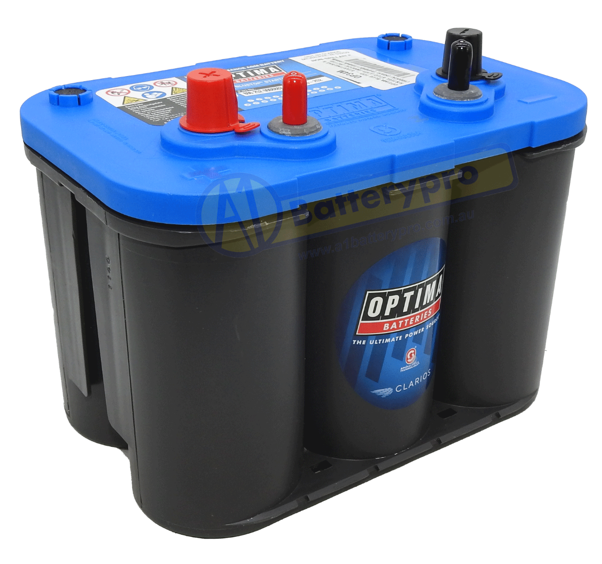 Picture of 12VOLT 800CCA 50AH OPTIMA (8006-252) BLUE TOP MARINE AGM BATTERY- STARTING/SAE & S/STEEL STUD - LHP