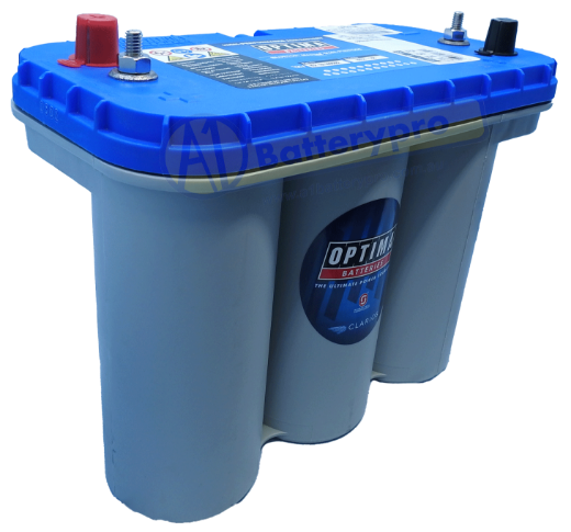 Picture of 12VOLT 975CCA 75AH OPTIMA (8052-188) BLUE TOP MARINE AGM BATTERY -DUAL PURPOSE /SAE & S/STEEL STUD - LHP