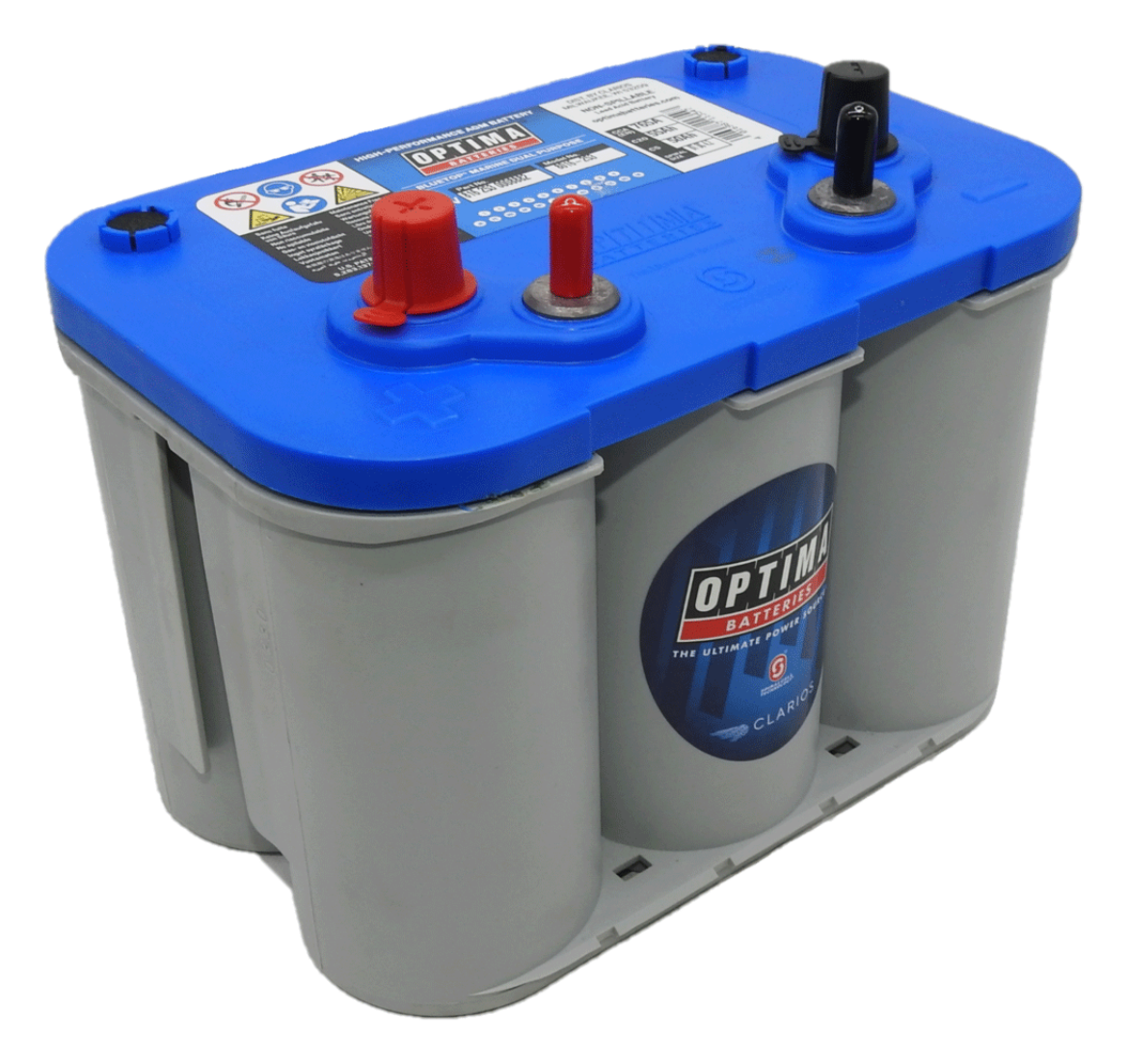 Picture of 12VOLT 750CCA 55AH OPTIMA (8016-253) BLUE TOP MARINE AGM BATTERY- DUAL PURPOSE /SAE & S/STEEL STUD - LHP