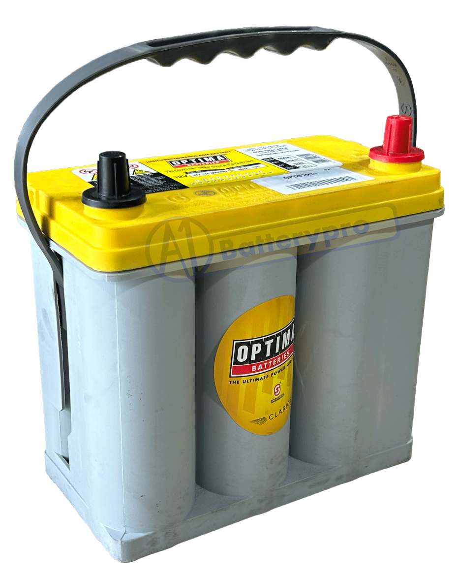 Picture of 12VOLT 450CCA 38AH OPTIMA (8072-176) YELLOWTOP AGM DEEP CYCLE DUAL PURPOSE BATTERY - SAE - PRIUS FIT JIS SMALL POST POSITIVE RIGHT