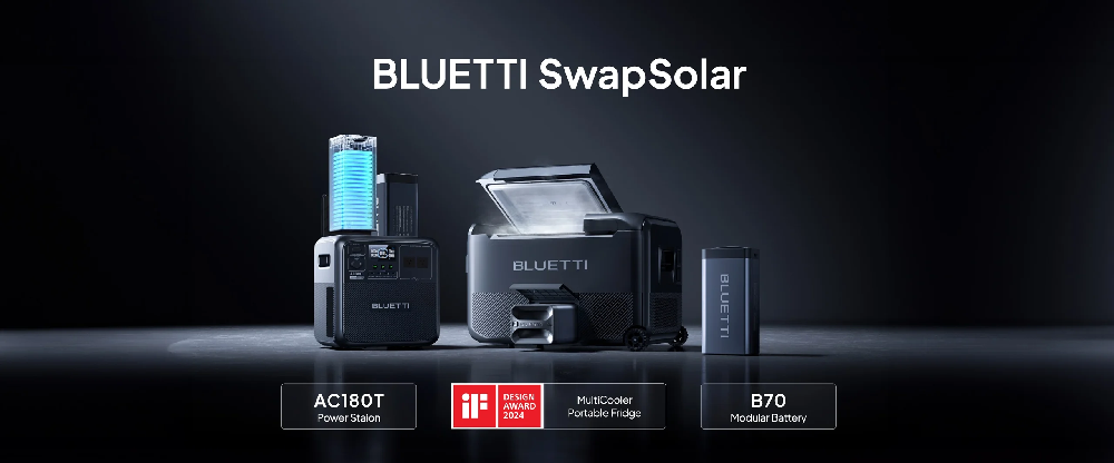 Bluetti SwapSolar - AC180T Power Station, MultiCooler Portable Fridge and B70 Modular Battery